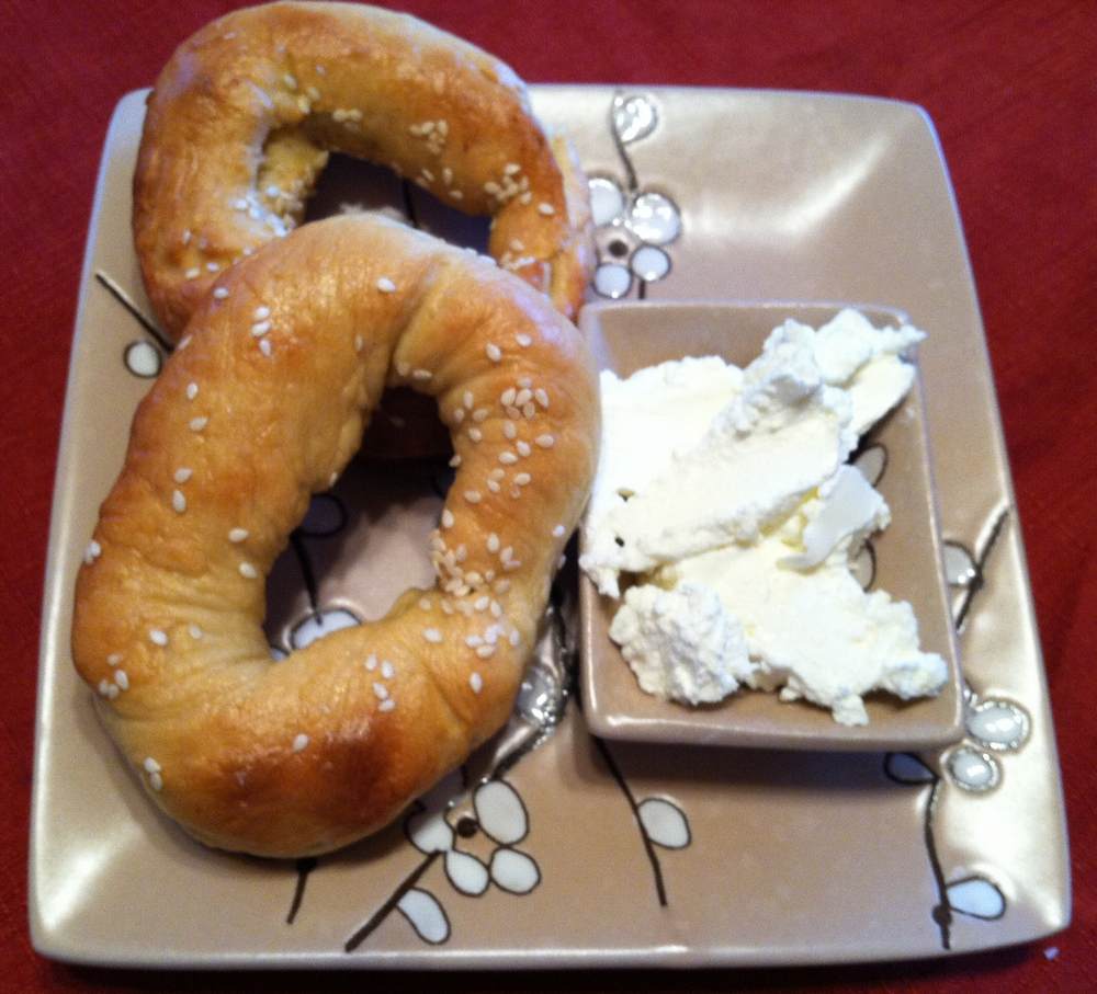 Homemade Bagels with homemade cream cheese